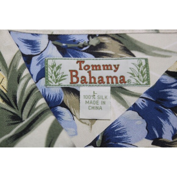 Tommy Bahama Mens Hawaiian Shirt 100% Silk Aloha Floral Pineapple Blue Green Lrg - Picture 5 of 6
